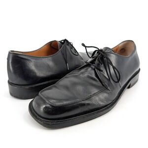 Salvatore Ferragamo Studio Mens Black Leather Square Toe Oxfords UI 6271 8.5 D